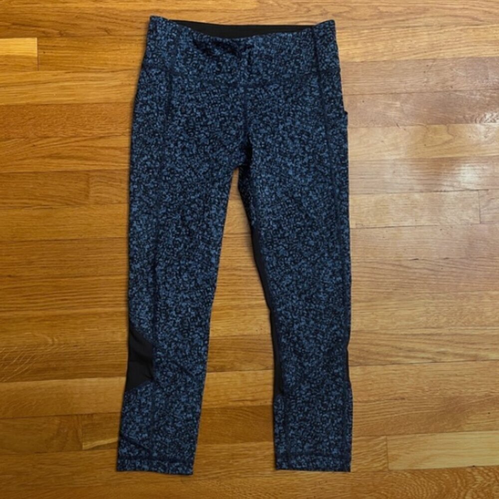 Lululemon Pace Rival Crop (22") Daisy Dust Illuminight Black / Black - Size 4